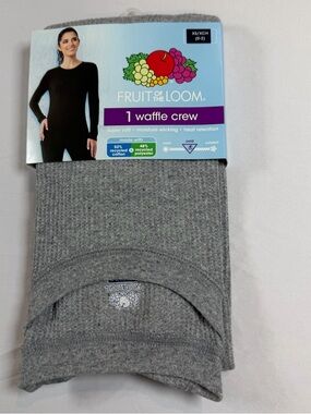 Fruit of the Loom Women's Waffle Crew Top - Gray X-Small